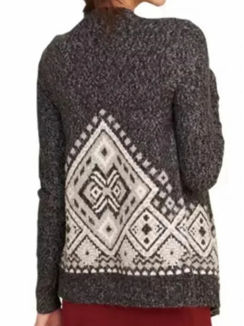 Hollister Gray Knit Cardigan with Cream Geometric Back